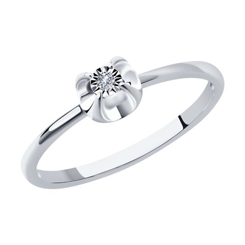 Кольцо из белого золота с камнями Бриллиант