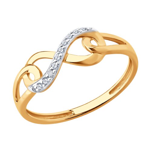 Inel din aur roșu cu pietre Cubic Zirconia Incolor