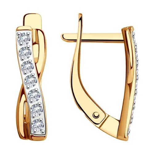 Cercei din aur roșu cu Cubic Zirconia Incolor
