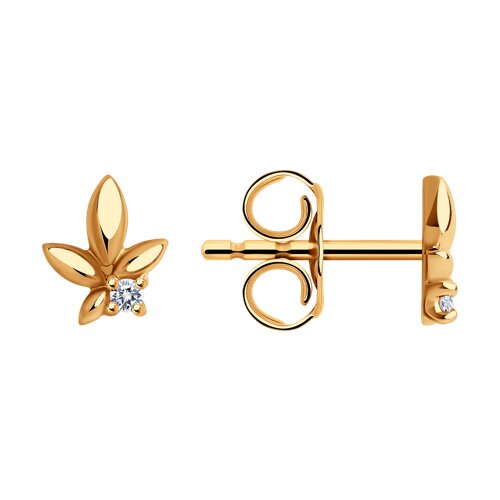 Cercei Pusete din aur roșu cu pietre Cubic Zirconia Incolor