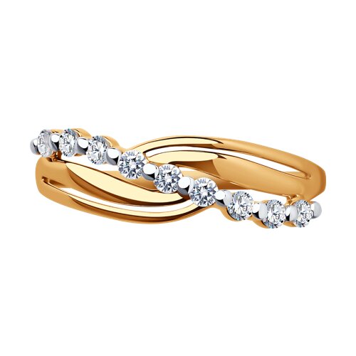 Inel din aur roșu cu pietre Cubic Zirconia Incolor