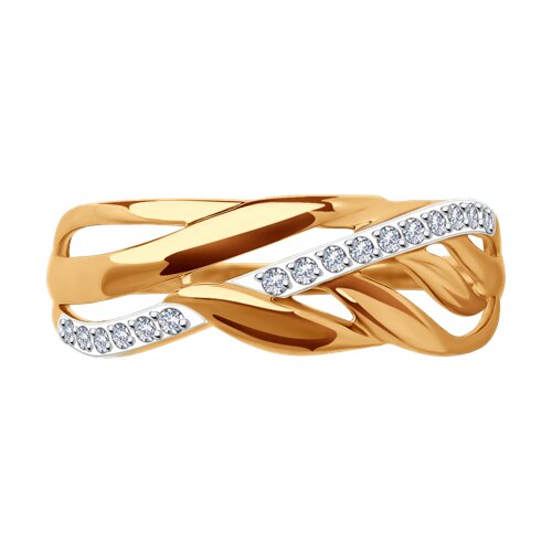 Кольцо из красного золота с камнями Фианит