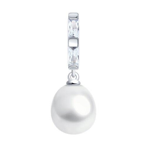 Pandantiv din argint  cu pietre Cubic Zirconia Incolor, Perla Albă