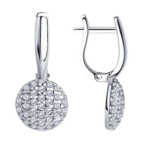 Серьги из серебра с камнями Фианит