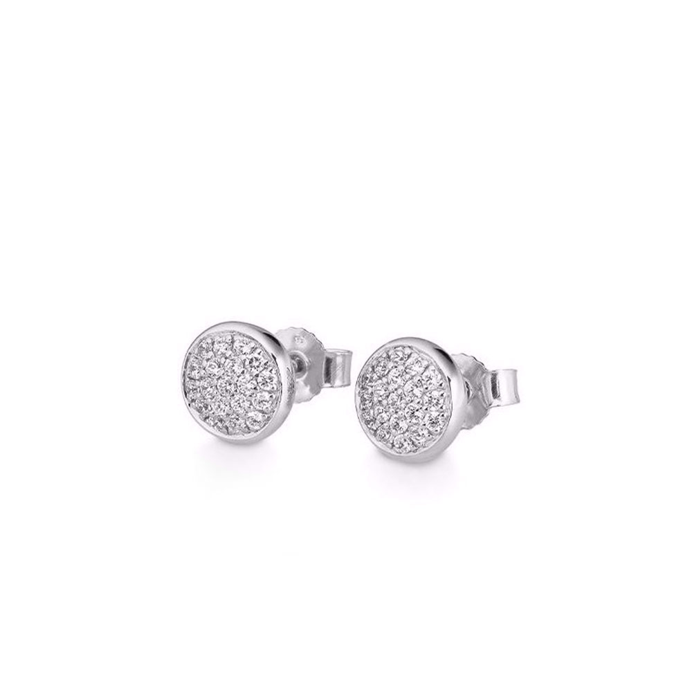 Cercei Pusete din aur alb cu pietre Diamant