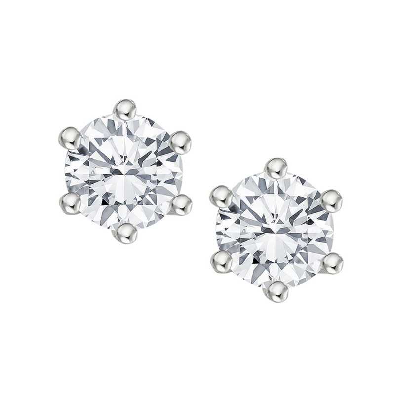 Серьги Пусеты из белого золота с камнями Бриллиант