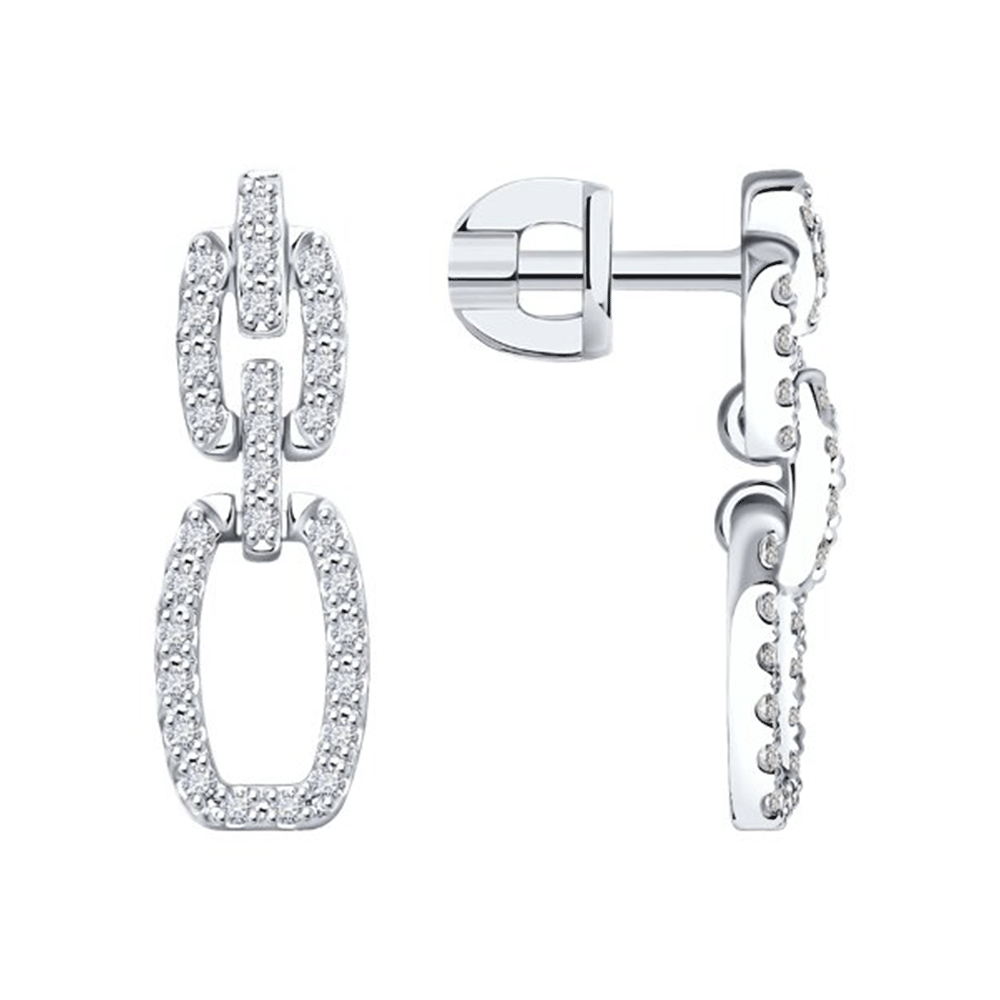 Cercei Pusete din aur alb cu pietre Diamant