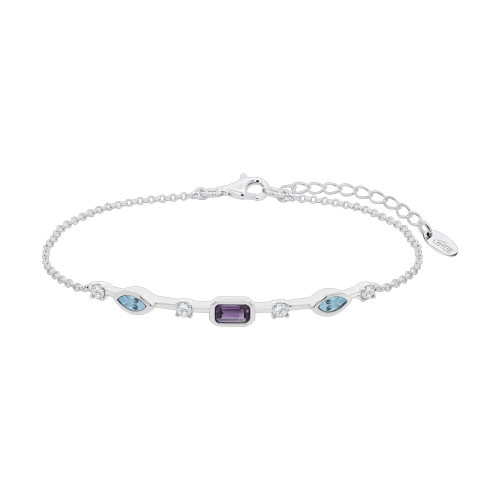 Brățară din argint cu Cubic Zirconia Incolor, Cubic Zirconia Albastru și Cubic Zirconia Liliachiu