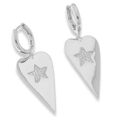 Cercei Creole din argint  cu pietre Cubic Zirconia Incolor