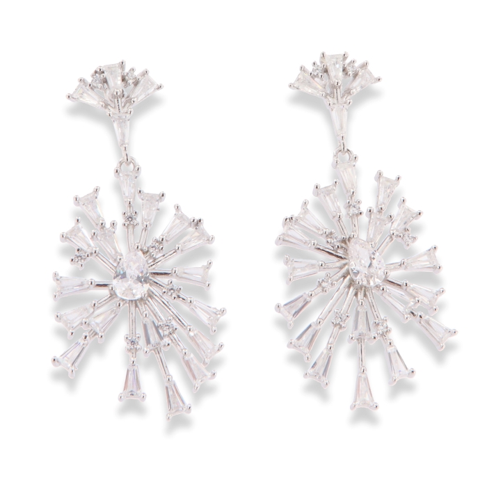 Cercei Pusete din argint  cu pietre Cubic Zirconia Incolor