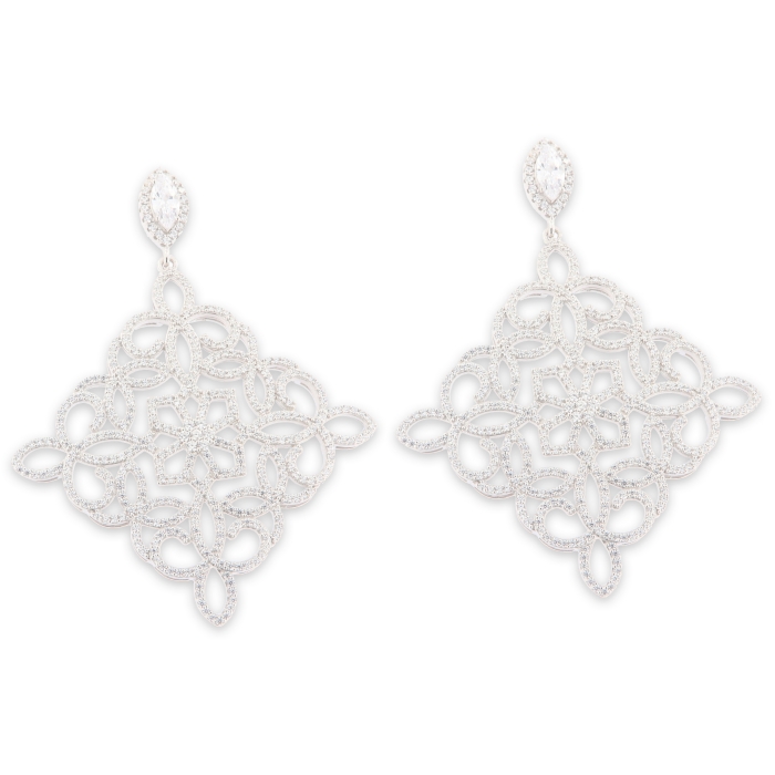 Cercei Pusete din argint  cu pietre Cubic Zirconia Incolor