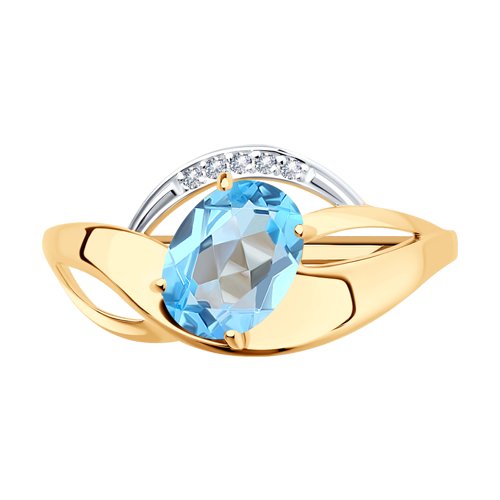 Inel din aur roșu cu pietre Cubic Zirconia Incolor, Topaz Swiss