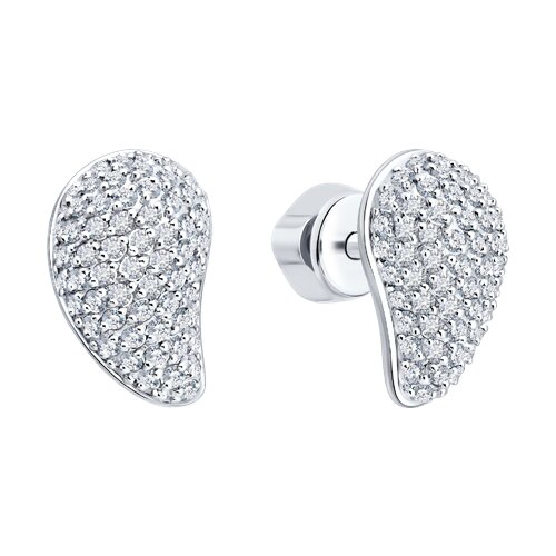 Cercei Pusete din aur alb cu pietre Diamant