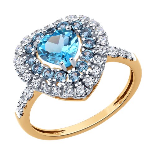 Inel din aur roșu cu pietre Cubic Zirconia Incolor, Topaz Swiss