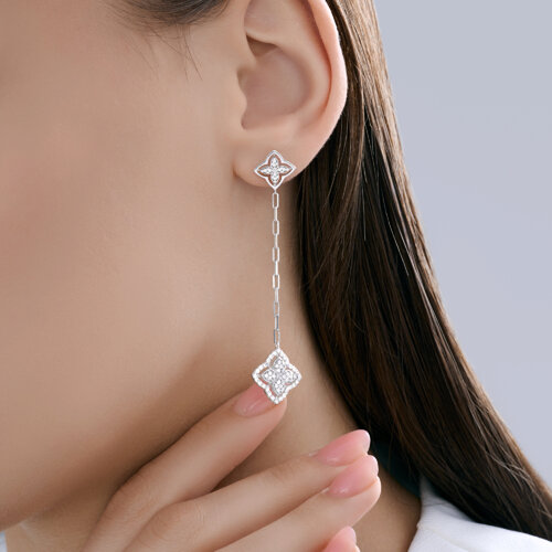 Cercei Pusete din argint  cu pietre Cubic Zirconia Incolor