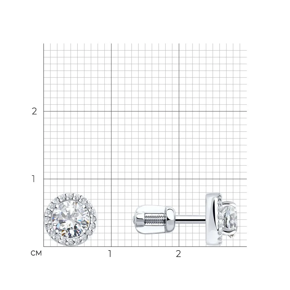 Cercei Pusete din aur alb cu Cubic Zirconia Incolor