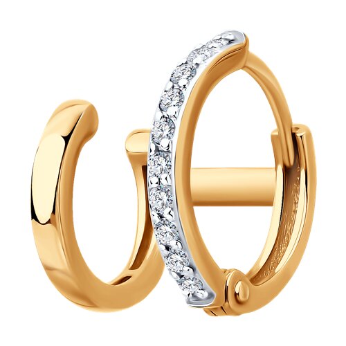 Cercel din aur roșu cu pietre Cubic Zirconia Incolor