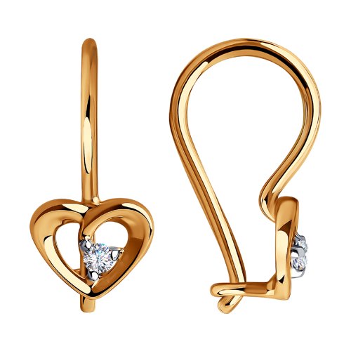 Cercei p-u copii din aur roșu cu pietre Cubic Zirconia Incolor