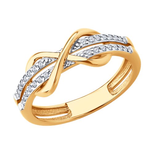 Inel din aur roșu cu pietre Cubic Zirconia Incolor