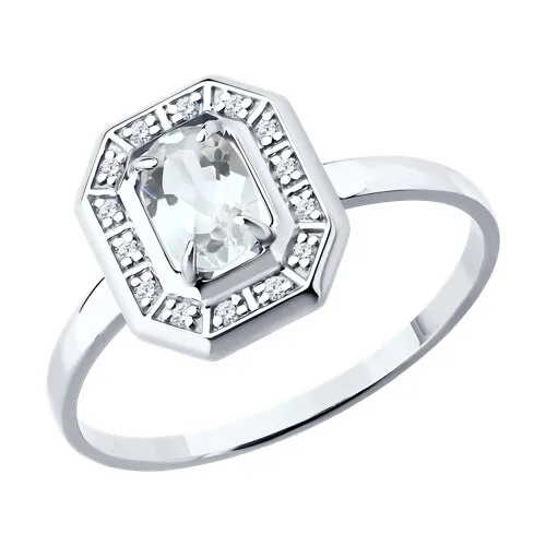Inel din aur alb cu Diamant, Cristal de munte