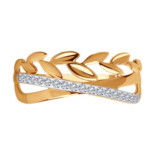 Кольцо из красного золота с камнями Фианит