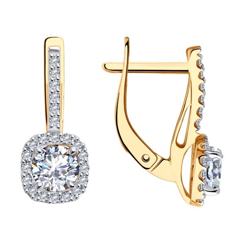 Cercei din aur roșu cu pietre Cubic Zirconia Incolor