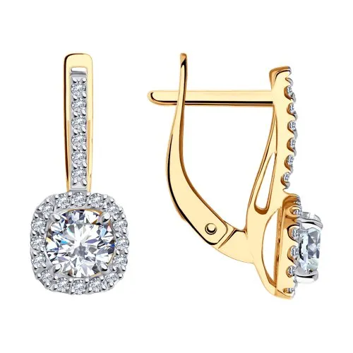 Cercei din aur roșu cu Cubic Zirconia Incolor