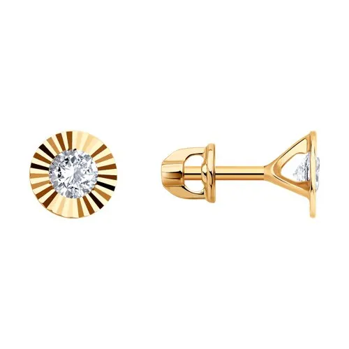 Cercei Pusete din aur roșu cu Cubic Zirconia Incolor