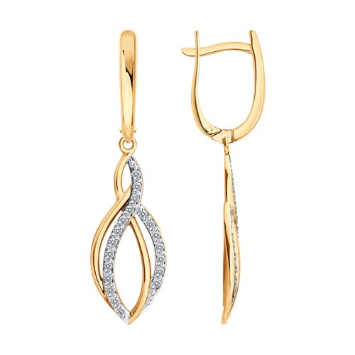 Cercei Suspendați din aur roșu cu pietre Cubic Zirconia Incolor