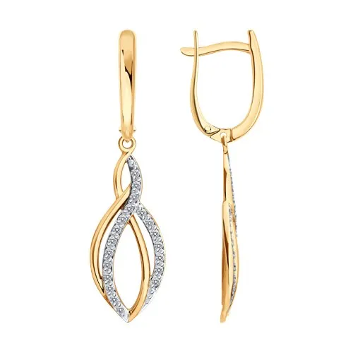 Cercei Suspendați din aur roșu cu Cubic Zirconia Incolor