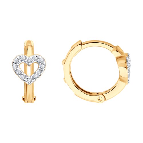 Cercei Creole din aur roșu cu pietre Diamant
