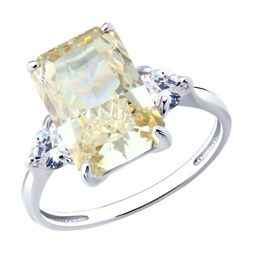 Кольцо из серебра с камнями Фианит, Фианит Жёлтый