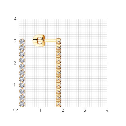 Cercei Pusete din aur roșu cu pietre Cubic Zirconia Incolor