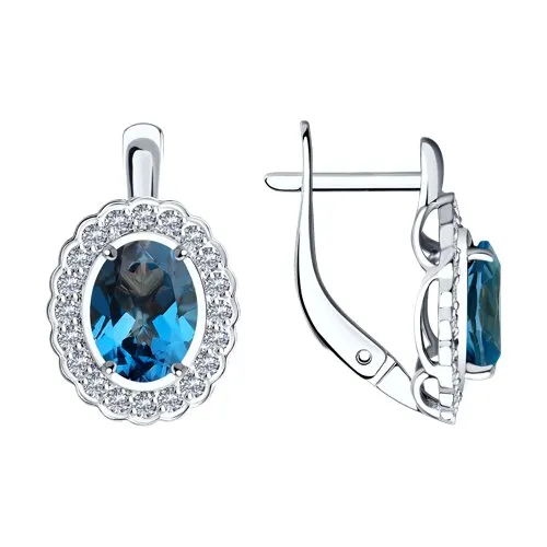 Cercei din aur alb cu Cubic Zirconia Incolor, Topaz London