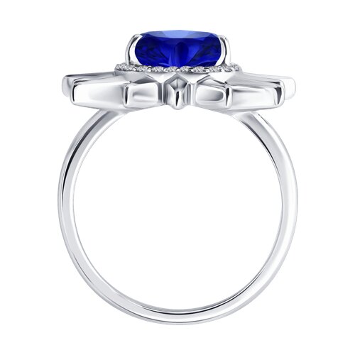 Кольцо из белого золота с камнями Бриллиант, Сапфир