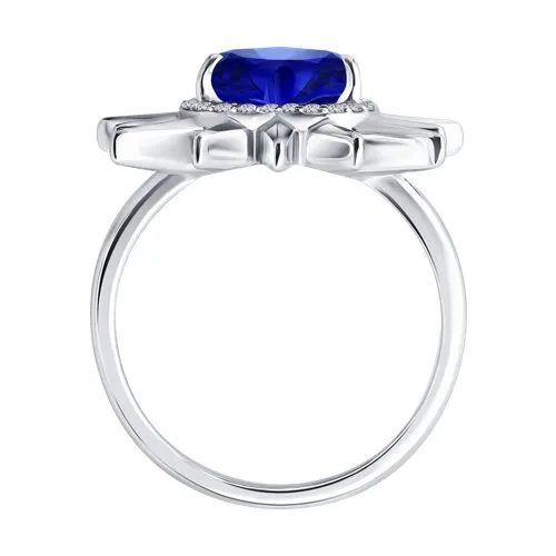 Inel din aur alb cu Diamant, Safir