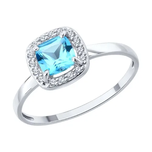Inel din aur alb cu Diamant, Topaz Swiss