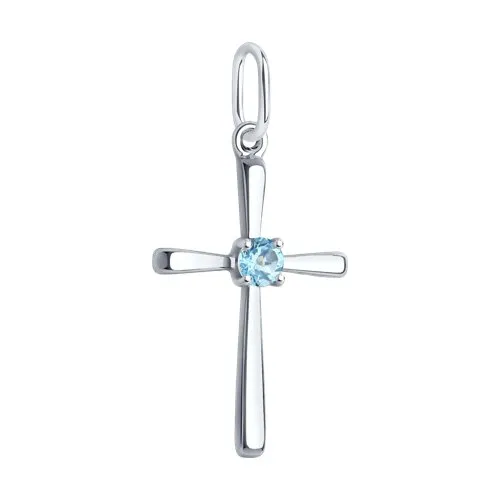 Cruce din argint cu Topaz albastru