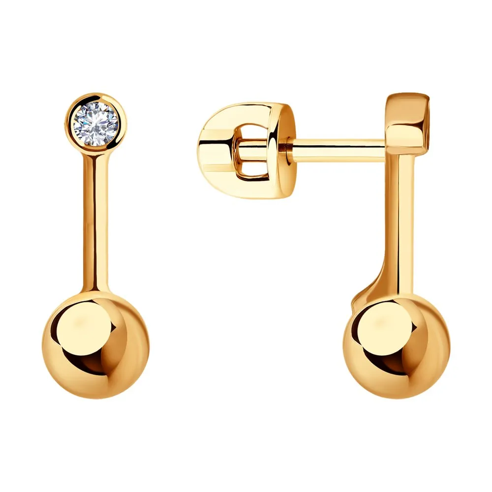 Cercei Pusete din aur roșu cu Cubic Zirconia Incolor