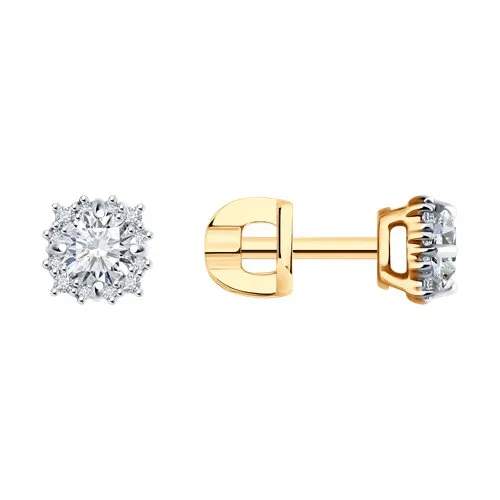 Cercei Pusete din aur roșu cu Cubic Zirconia Incolor