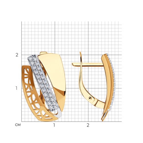 Cercei din aur roșu cu pietre Cubic Zirconia Incolor