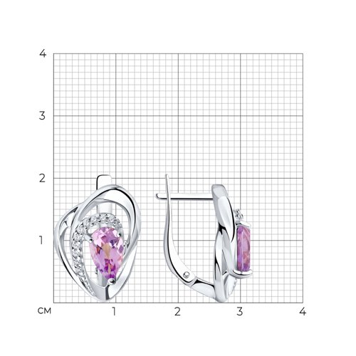 Cercei din argint  cu pietre Cubic Zirconia Incolor, Ametist