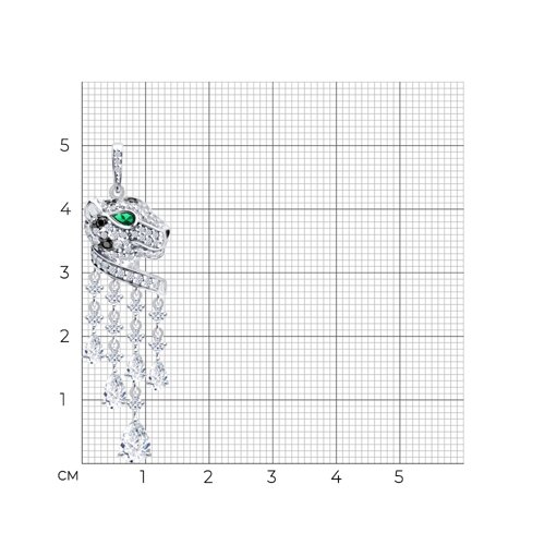 Pandantiv din argint  cu pietre Cubic Zirconia Incolor, Cubic Zirconia Verde și Cubic Zirconia Negru