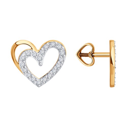 Cercei Pusete din aur roșu cu pietre Cubic Zirconia Incolor