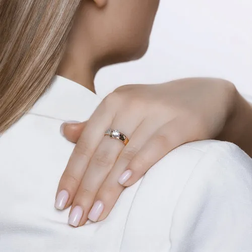 Inel din aur roșu cu Cubic Zirconia Incolor