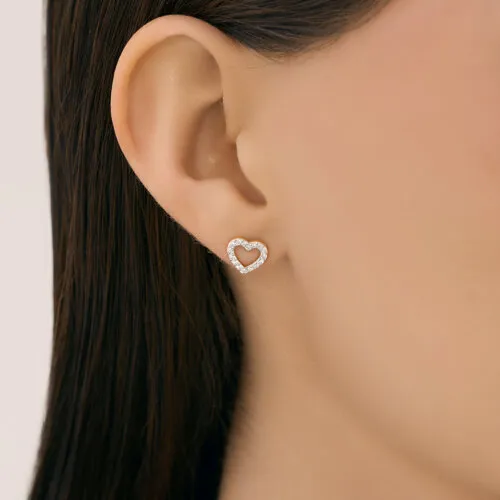 Cercei Pusete din aur roșu cu Cubic Zirconia Incolor