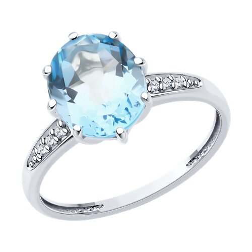 Inel din argint  cu pietre Cubic Zirconia Incolor, Topaz albastru