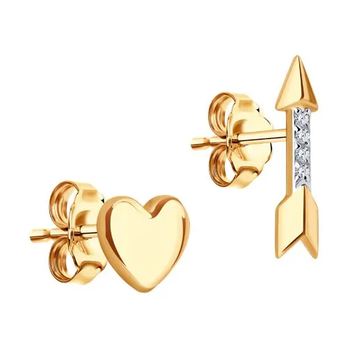 Cercei Pusete din aur roșu cu Cubic Zirconia Incolor