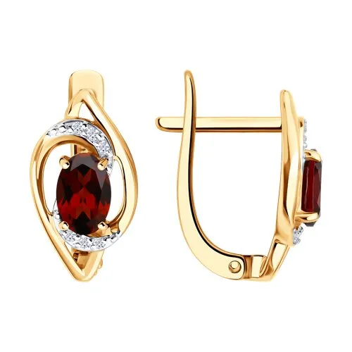 Cercei din aur roșu cu Cubic Zirconia Incolor, Granat