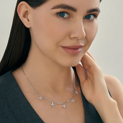 Colier din argint  cu pietre Cubic Zirconia Incolor